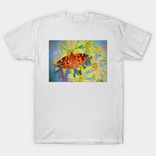 Butterfly Watercolor Painting, Painted Lady On A Daisy T-Shirt
